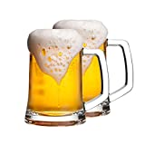 Juego de 2 vasos de cerveza de pub de 395 ml, para el hogar par de vasos de cerveza grandes y resistentes con asa, ideales para café, té, todos los días